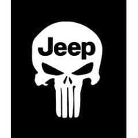 Chase Grace Studio Skull Punisher Jeep Off Road 4 X 4 Wrangler Rubicon Vinyl Decal Sticker|White|Cars Trucks SUV Laptops Tool Box Wall Art|5.5" X 5"|CGS174