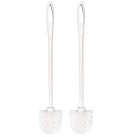 Topsky White Soft Bristle Long Handle Eco Plastic Toilet Brush Cleaner (2 Pack longer)