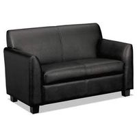 basyx Vl870 Series Leather Reception Two-Cushion Loveseat, 53 1/2 X 28 3/4 X 32, Black