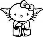 SoCool - Hello Kitty - Yoda Star Wars - Vinyl 4" tall (Color: BLACK) decal laptop tablet skateboard car windows stickers