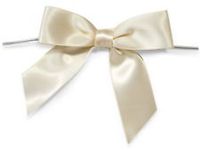 6ct. Pre-Tied Ivory 3" Satin Gift Bows Wire Ties Ready-to-Use 7/8" Ribbon