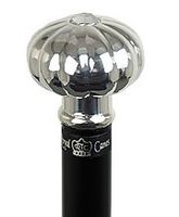 Silver Plated Pumpkin Knob Handle Walking Stick with Black Beechwood Shaft