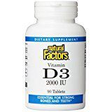 Natural Factors - Vitamin D3 2000 IU, Supports Healthy Bones, 90 Tablets
