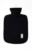 L&L Hot Water Bottle with Fleece 1 Liter hot Water Bag Great for Pain Relief, Hot Compress and Heat Therapy （Black）