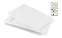 " OCCASIONS" 10 PACK, Premium Disposable Wedding Party Japanese Style/Sushi Plastic 13.5'' x 8.5'' Trays (Soho, white)