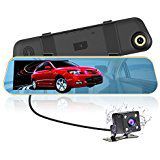 VICTONY Dual Lens Car Camera, 1080P Full HD Dash Cam Car Recorder DVR with 4.3 Inch Screen, 170-degree Wide Angle Lens with Waterproof Rear Camera (8GB SD Card Included)