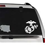 US Marine Emblem Insignia Removable Vinyl Decal Sticker for Laptop Tablet Helmet Windows Wall Decor Car Truck Motorcycle - Size (07 Inch / 18 cm Tall) - Color (Matte White)