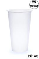 Extra Large 20oz White Paper Coffee Cups - (25 Count) by EcoQuality - Disposable Paper Coffee Cups - Hot Drink, Tea, Coffee, Cappuccino, Hot Chocolate, Chai, Chai Latte, Office, Travel, Recyclable