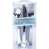 Club Pack of 288 Shiny Metallic Silver Party Plastic Cutlery Assortment