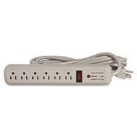 Strip Surge Protectors,1080 Joules,6 Outlets,15' Cord,Putty, Sold as 1 Each