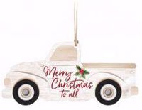 P. Graham Dunn Merry Christmas to All Truck White 5.2 x 2.4 Wood Christmas Figurine Ornament