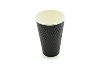 [1000 COUNT]16 Ounce Black Double-Wall Disposable Black Embossed Paper Insulated Cups for Hot Beverage Coffee Espresso Chocolate Cappuccino Latte Cocoa Tea(16 oz Cup, No Lids & Sleeves, Double-Walled)