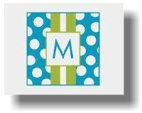 Paparte Note Cards (708 Blue and Green Stripe Initial)