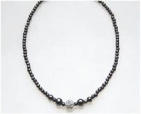 Silver Crystal Ball Magnetic Therapy Necklace 18"