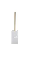 DWBA Free Standing Toilet Bowl Brush and Holder Set. Porcelain Bowl for Toilet Brush and Holder Cleaner (Square Bowl, Polished Gold)