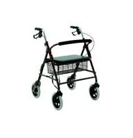 Merits W467RED 4-Wheeled Baratric Rollator Heavy Duty Aluminum Loop Brake - Red