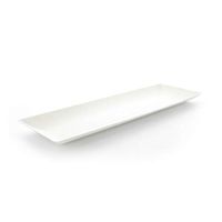 Bio 'n' Chic White Rectangular Sugarcane Plate (Case of 100), PacknWood - Small White Paper Plates (3.5" x 10.6") 210BCHIC279