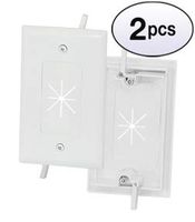 GOWOS (2 Pack) 1-Gang Feed-Through Wall Plate with Flexible Opening, White