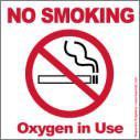 No Smoking, Oxygen In Use Label - 5 PACK