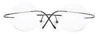 CessBlu Titanium Circle Reading Glasses Bendable Rimless Round Reader Eyeglasses for Men Women Reading(Black)+1.0