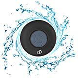 A&B Bluetooth Shower Speaker/Waterproof with Built in Microphone for Hands Free Calling/Water Resistant Wireless Portable Speaker with Suction Cup / 8Hr Playtime / 33ft Range (Black)