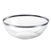 Sabert Mozaik Round Heavy Weight Plastic Bowl Clear with Silver Rimmed, 410 ml | 8/Case