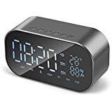 Bluetooth Speaker,SAMMID Home Fashion Decor Multifunction Alarm Clock Portable Super Bass Stereo Sound Wireless Speaker with Mic Support Hands Free Phone Call TF Card FM Radio LCD Display - Gray