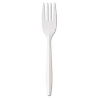 Medium-Weight Cutlery, Fork, White, 1000/Carton (8 Cartons)