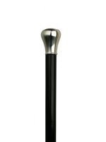 Walking Cane - Men's imported straight sterling silver cap on a genuine tapered black ebony shaft, 36" long with rubber tip