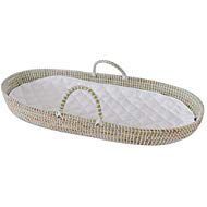 Baby Changing Basket Handmade Seagrass Basket - Fairtrade Soft Organic Cotton Waterproof Pad | Eco Friendly Alternative to Traditional Changing Pad | Best for Nursery Table and Storage