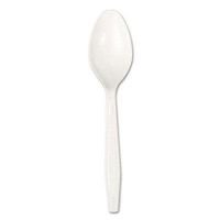 Full-Length Polystyrene Cutlery, Teaspoon, White, 1000/Carton