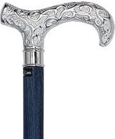 Extra Long, Super Strong Derby Walking Cane (Silver-Blue)