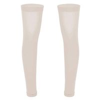 inlzdz Men's See Through Sheer Thigh High Full Leg Sleeve Footless Knee Brace Socks Stockings Nude One Size