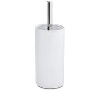 Harbour Housewares Bathroom Toilet Brush & Holder Set - White Ceramic/Metal Handle
