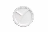 Go-Green Eco-Friendly 100% compostable, Sugarcane Fiber, Disposable 9" 3-Compartment Plate, 500 Count