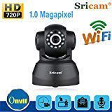 Sricam SP012 720P Pan/Tilt Indoor Wireless IP Camera WiFi Network Support P2P APP Night Vision Two Way Audio Home Security Monitor Cameras (Black)