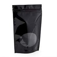 Black Solid Colored with Oval Window Stand-Up Pouch - 7 X 4 X 11-1/2 - Package 25