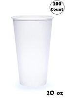 20 Ounce White Disposable Paper Hot Cups - DrinkWare on the Go - 100 Count