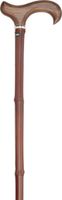 Walnut Derby Handle Cane with Dark Bamboo Shaft