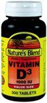 Nature's Blend Vitamin D3 1000 IU 300 Tablets