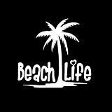 CCI Beach Life Palm Tree Decal Vinyl Sticker|Cars Trucks Vans Walls Laptop| White |5.5 x 5.25 in|CCI1356