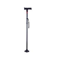 XIZH Trekking Poles - Elderly Supplies Multi-Function Folding Cane Double Turn Aluminum Alarm Four Feet With Light Walking Stick