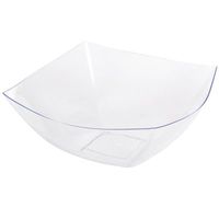 128 Oz Square Fancy Clear Plastic Bowls/Case of 25