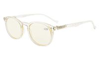 Eyekepper Retro Oval Round Computer Readers Spring-Hinges Reading Glasses Clear Frame (Yellow Lens, 1.50)