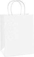 White Kraft Paper Gift/Retail Bags with Handle Pack of 25ct
