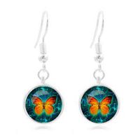 1 pair Tibet Silver Dome Photo Art 16MM Glass Cabochon Long Earrings butterfly Good Fashion Design Womens Bright Novelty Prom Pretty Comfortable Charms Cute