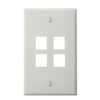 Leviton QuickPort Wallplate, Single Gang, 4-Port, White, 40804-WCP (pack of 5)
