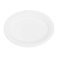 Durable Eco-Friendly 10" x 8" Bagasse Plates(Oval) - Pack of 50 White Plates. Microwave Safe, Compostable, Made from Sugercane Fibers (50 Count)