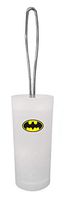 The Furniture Cove White Frosted Toilet Brush and Holder Featuring Your Favorite Superhero Novelty Theme Decal (Batman)