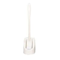 Yamalans Plastic Long Handle Toilet Brush,Bathroom Side Curved Clean Brushes Tool with Base for Corner Bending Deep Cleaning Brush Dust Window Gap Cleaning Tool Beige